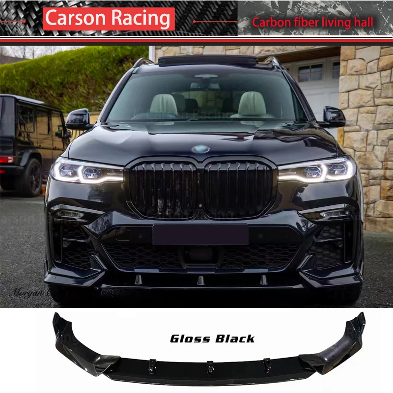 For BMW G07 X7 M Sport 2019-2022 Front Bumper Spoiler  Lip Carbon Fiber Front Lip  Gloss Black Lip G07 Forge Carbon  Fiber Lip