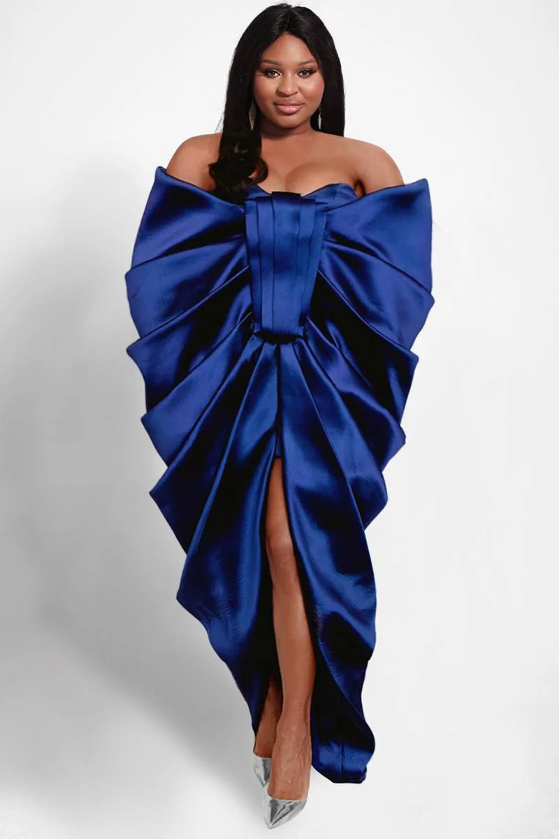 Fashion Ruched Evening Gowns Afrian Women Plus Size Prom Dresses Sexy Off The Shoulder Front Split Formal Party Dress Robe 2024