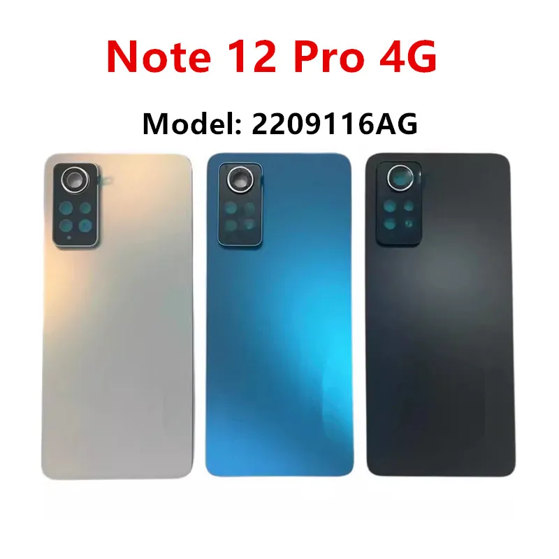 Note12Pro Battery Back Cover For Xiaomi Redmi Note 12 Pro 4G Rear Housing Case Replace Repair Spare Parts + Camera Lens