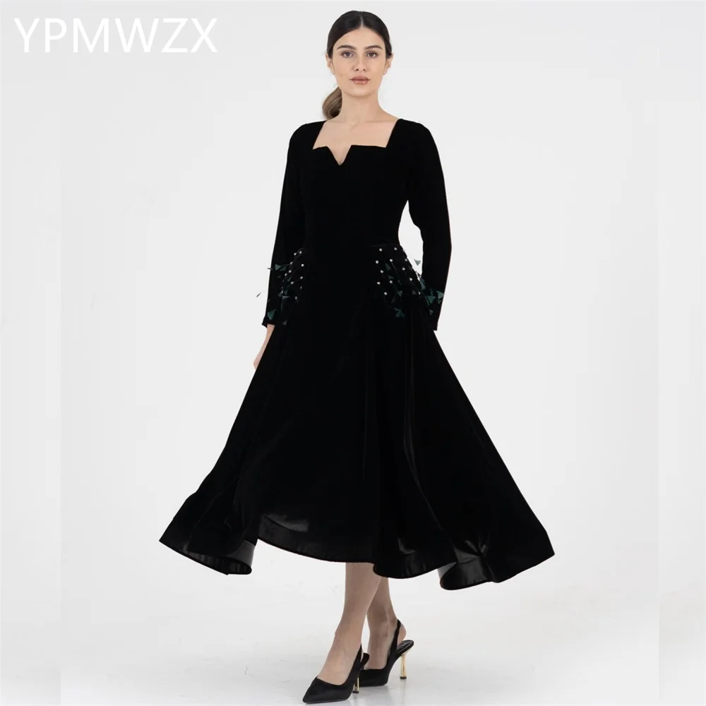 

Customized Party Dress Occasion Prom Gown YPMWZX Square Collar A-line Ankle Length Skirts Bespoke Dresses Evening Form