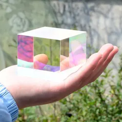 Defective X Cube square Glass Prisma Decoration Glass 3.4x3.4x4cm 2PCS Educational Prisms Rainbow