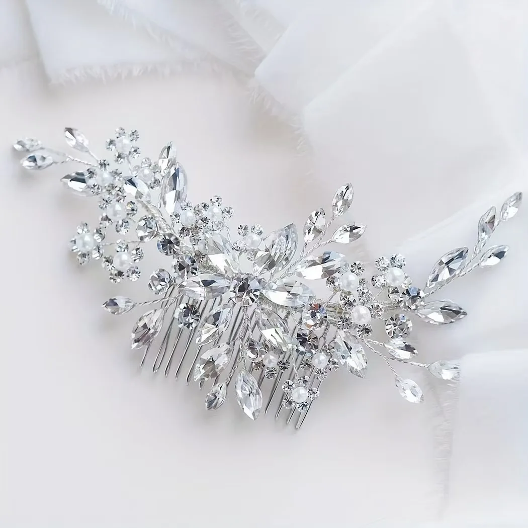 Crystal Floral Hair Accessory Set, Fairy Luxury Exquisite Style, Suitable for Bridal Wedding Look / Evening Gown Matching image 5