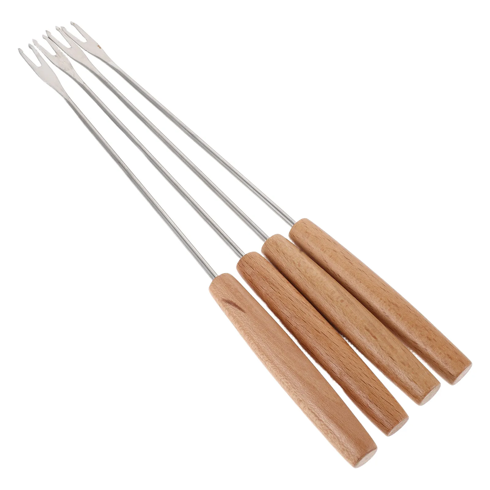 4Pcs Pickle Fork Olive Tool Stainless Steel Food Pickup Fork with Wood Handle for Jarred Pickles Olives Onions Condiments