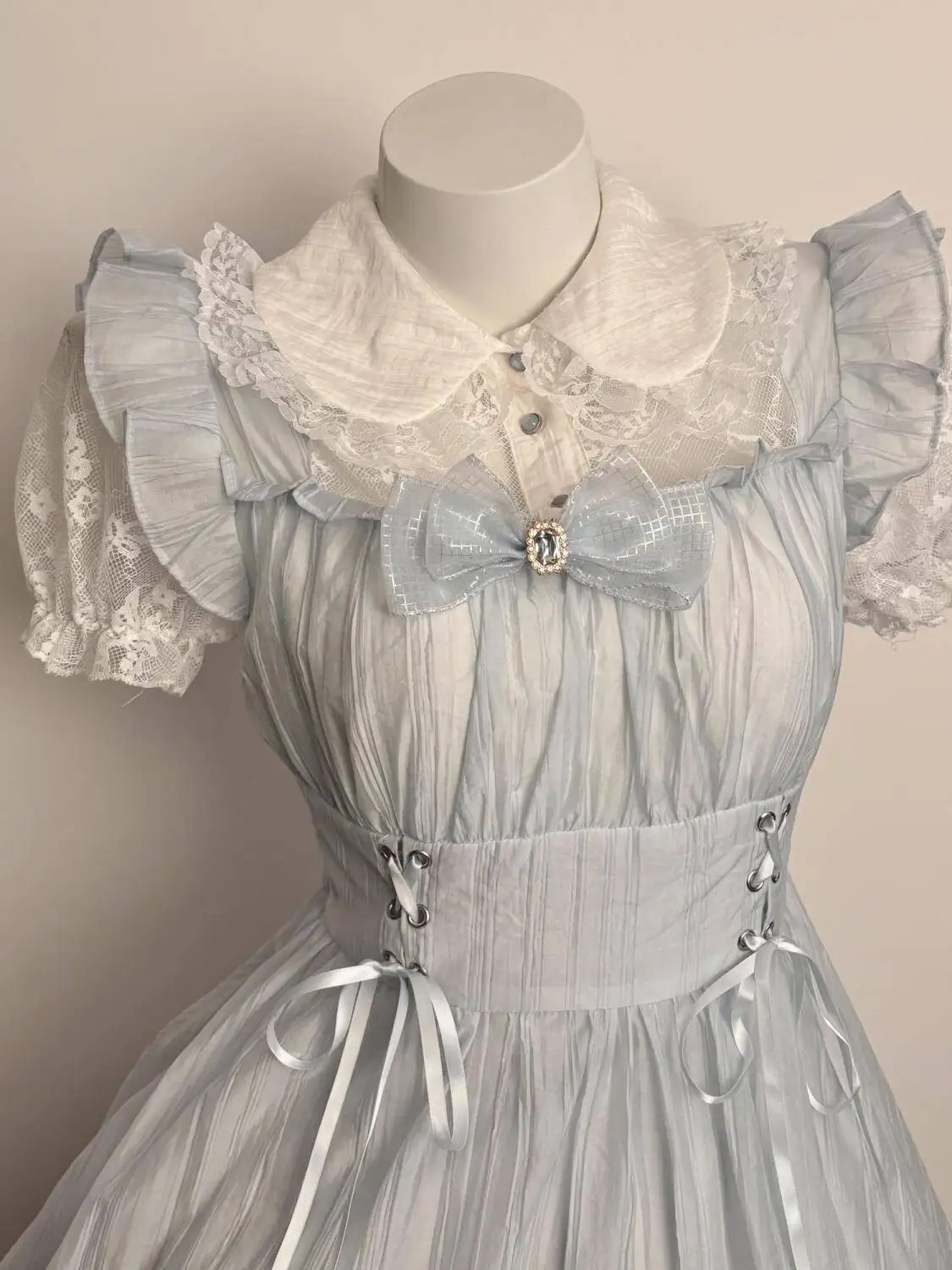 Abito dolce Lolita Kawaii in stile giapponese da donna JK adorabile balletto principessa Y2k mini abiti Harajuku fiocco in pizzo vestito sottile e carino