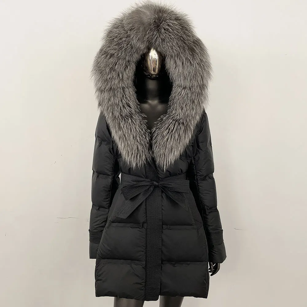 천연 너구리 모피 코트 신상 겨울 두꺼운 옷 따뜻한 진짜 여우털 코트 여성 푸퍼 재킷 여성용 오리털 재킷