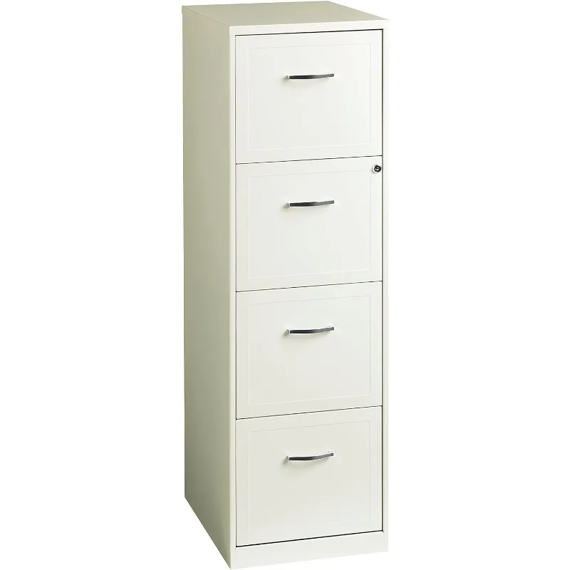 

4 Drawer Smart Letter Width Vertical 18" Metal File Cabinet, Black, Pearl White