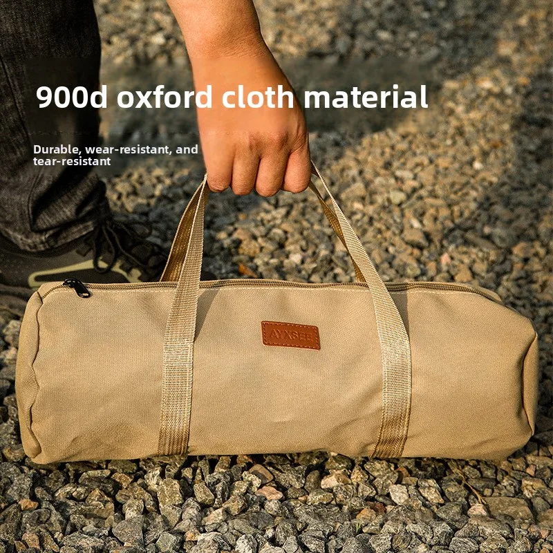 Bolsa cilíndrica para almacenamiento de camping al aire libre, bolso portátil para estacas de tienda de campaña, cuerdas de sujeción, bolsa cilíndrica duradera para accesorios de camping