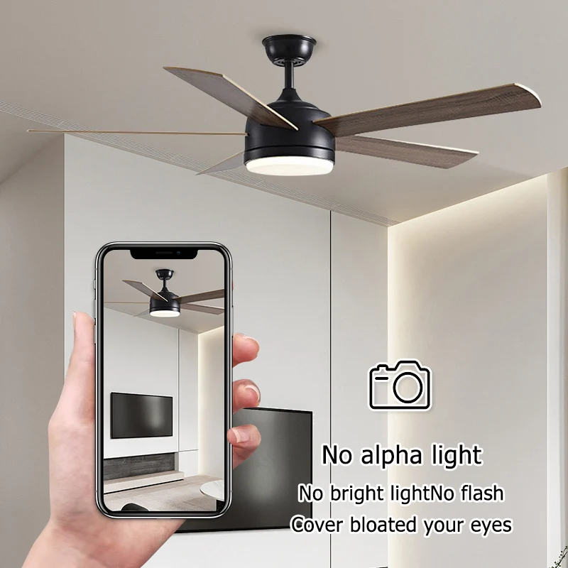 Ventilatore da soffitto moderno da 52 pollici con luce a LED motore a corrente continua telecomando di grande Volume d\'aria per cucina camera da