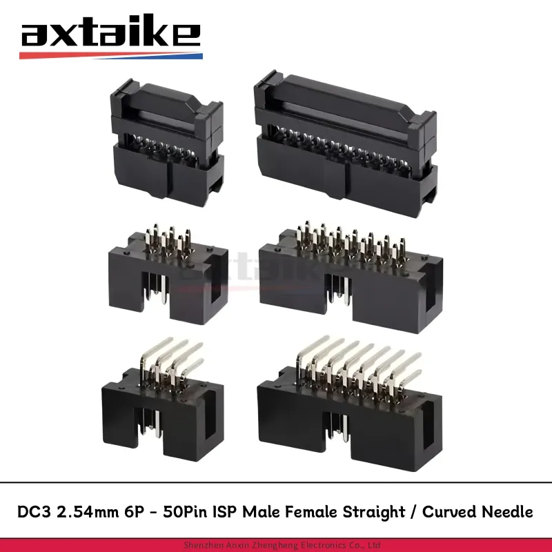 10PCS DC3 2.54mm 6P - 50Pin 8P 10P 14P 16P 20P 26P 30P 34P 40P Socket Header Connector ISP Male Female Straight / Curved Needle