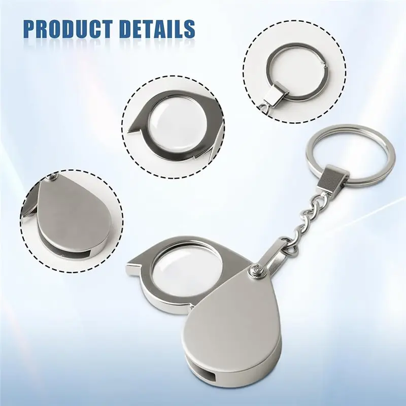 ABMS-For Coin& Stamp Collector's 20X Mini Pocket Magnifier With Keychain, Perfect For Jewelry Appraisal Glass