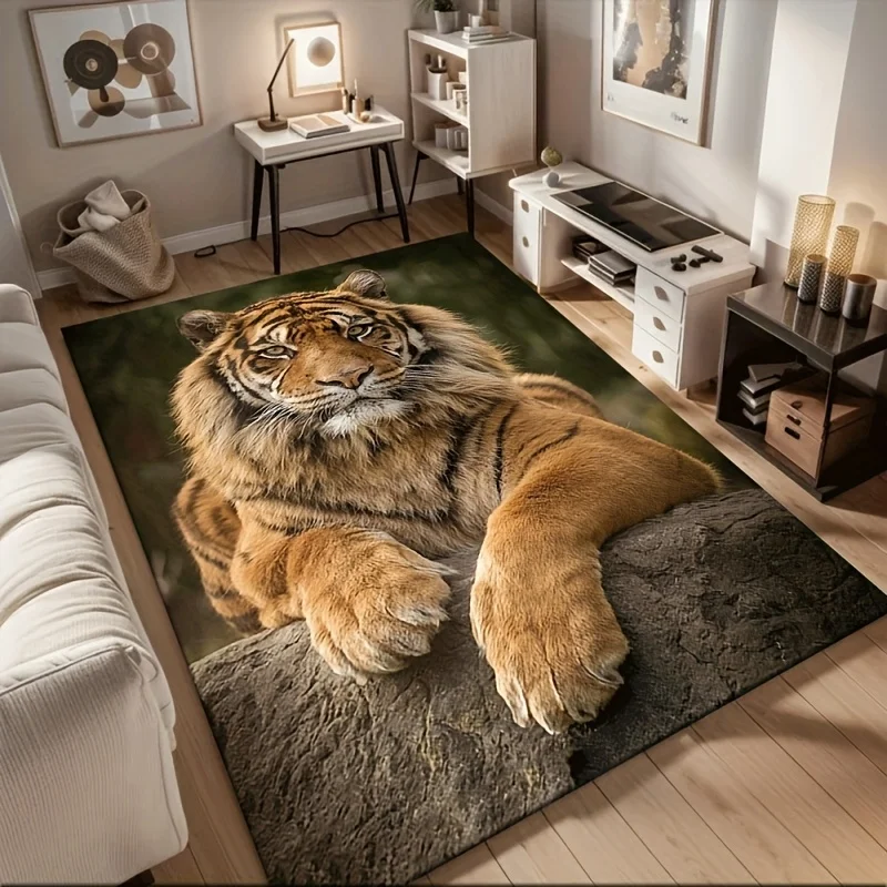 

VIKAMA Tiger Pattern Large Rug Soft Flannel Floor Mat Living Room Bedroom Decorative Rug Sofa Coffee Table Floor Mat Home Decor