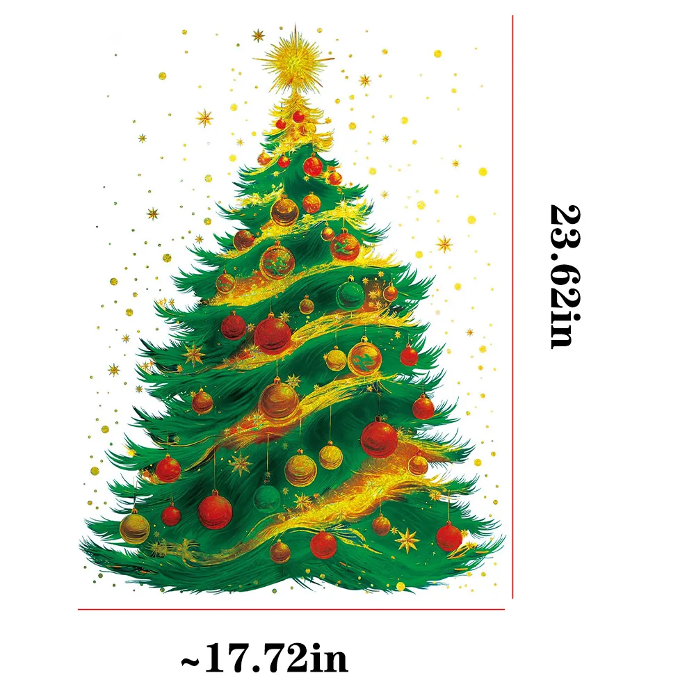 عطلة جو ديكور شجرة عيد الميلاد المشهد ملصقات نافذة للأطفال غرفة جدار الشارات غرفة المعيشة شرفة PVC يتمسك للإزالة #2