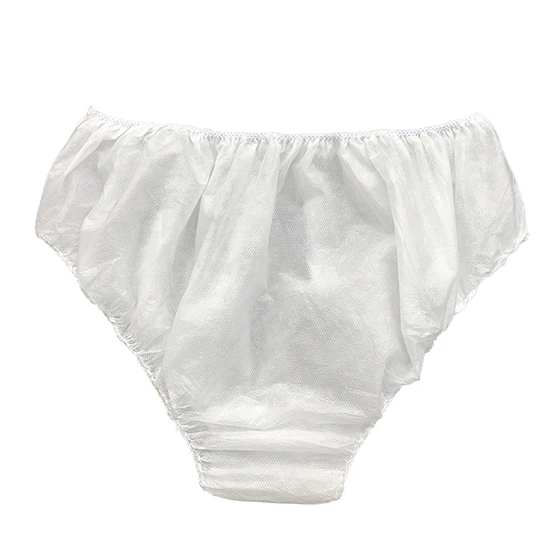 Calzoncillos desechables de papel para hombre y mujer, ropa interior Unisex DE DOBLE TEJIDO, color blanco, 10 unids/lote por paquete