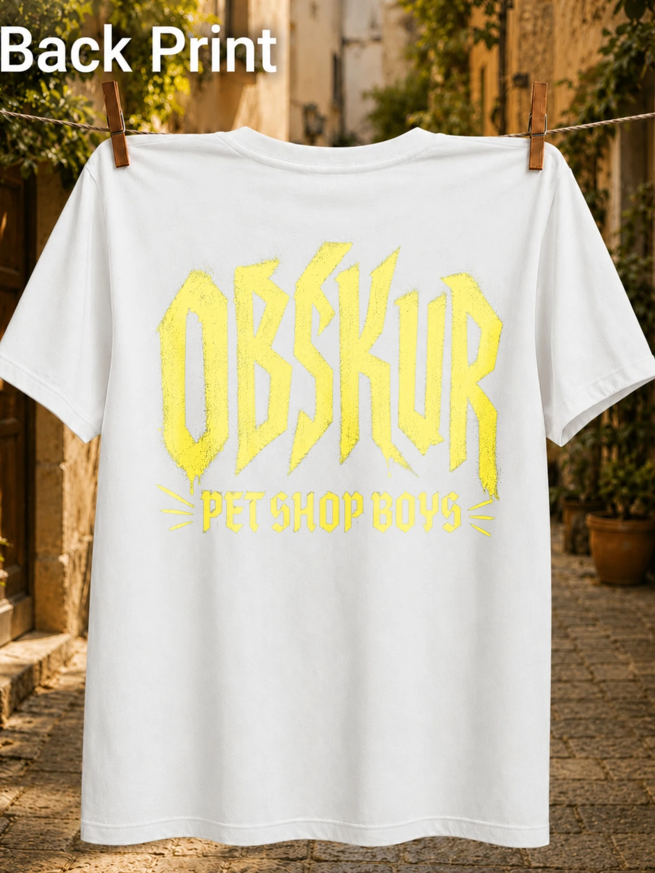 Obskur Pet Shop Boys Yellow jagged brush lettering with gothic heavy metal energy and bold dark  Unisex All T-Shirt