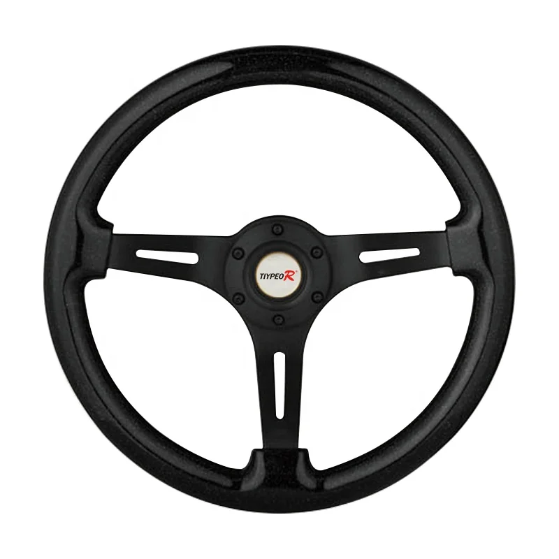 

Auto Parts Spare 350mm Steering Wheel Black Solid Wood Universal Racing Gaming Steering