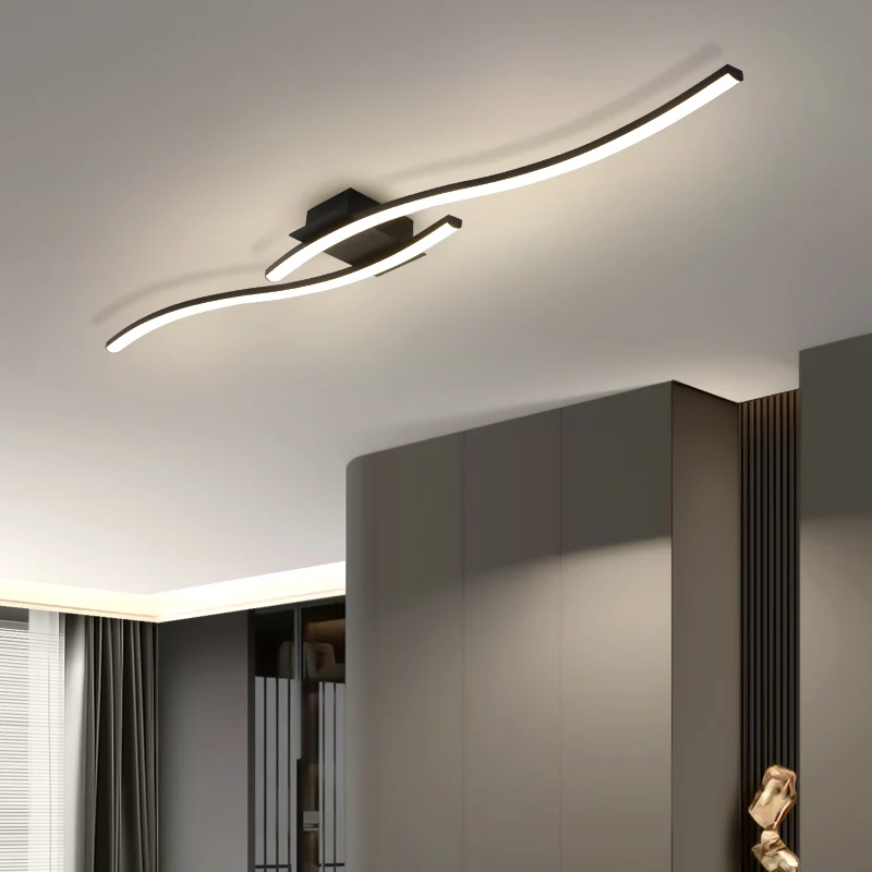 Modern Minimalist Black Ceiling Light Bedroom LED Pendant Ceiling Lamp Design for Home Décor Living Room Office Interior