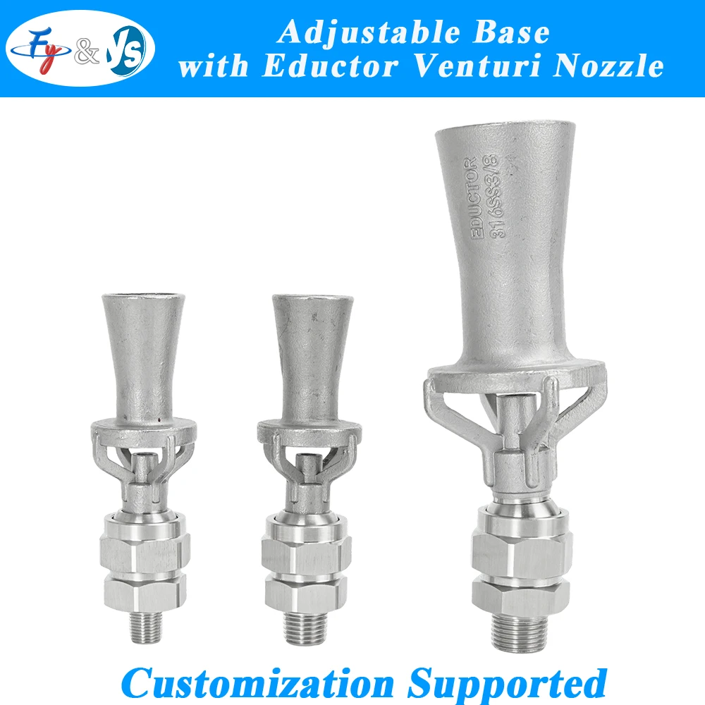 316 Stainless Steel Venturi Eductor Nozzle–45° Adjustable Ball Base,Tank Washing & Fluid Mixing Nozzle,Industrial Eductor