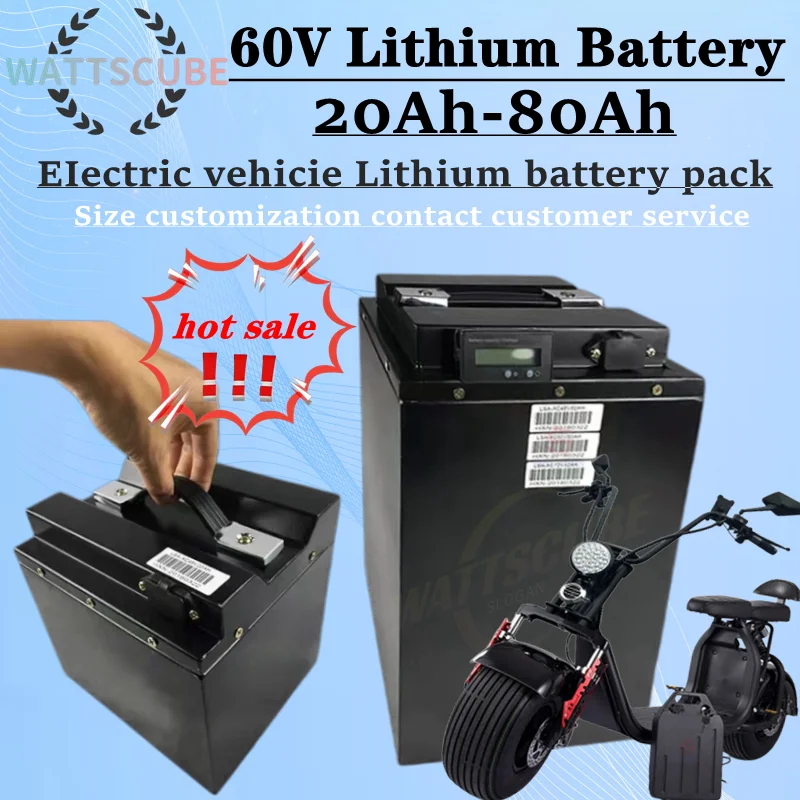 Batterie Lithium-Ion 60V 20Ah 30Ah 40Ah 50Ah 60Ah 70Ah 80Ah avec BMS 2KW 4KW 5KW pour camping-car 3000w moto + chargeur