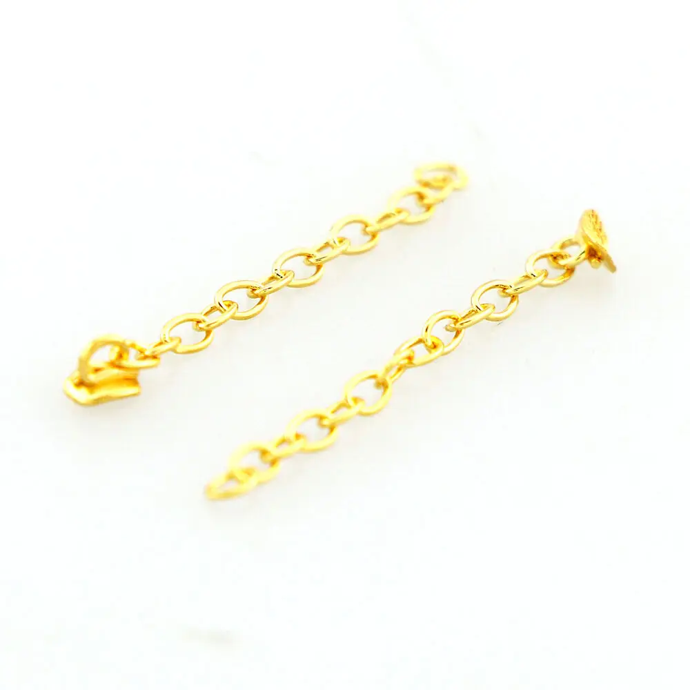 10 Pcs Dental Orthodontic Traction Rectangular Button With Chain 18K Gold Plated