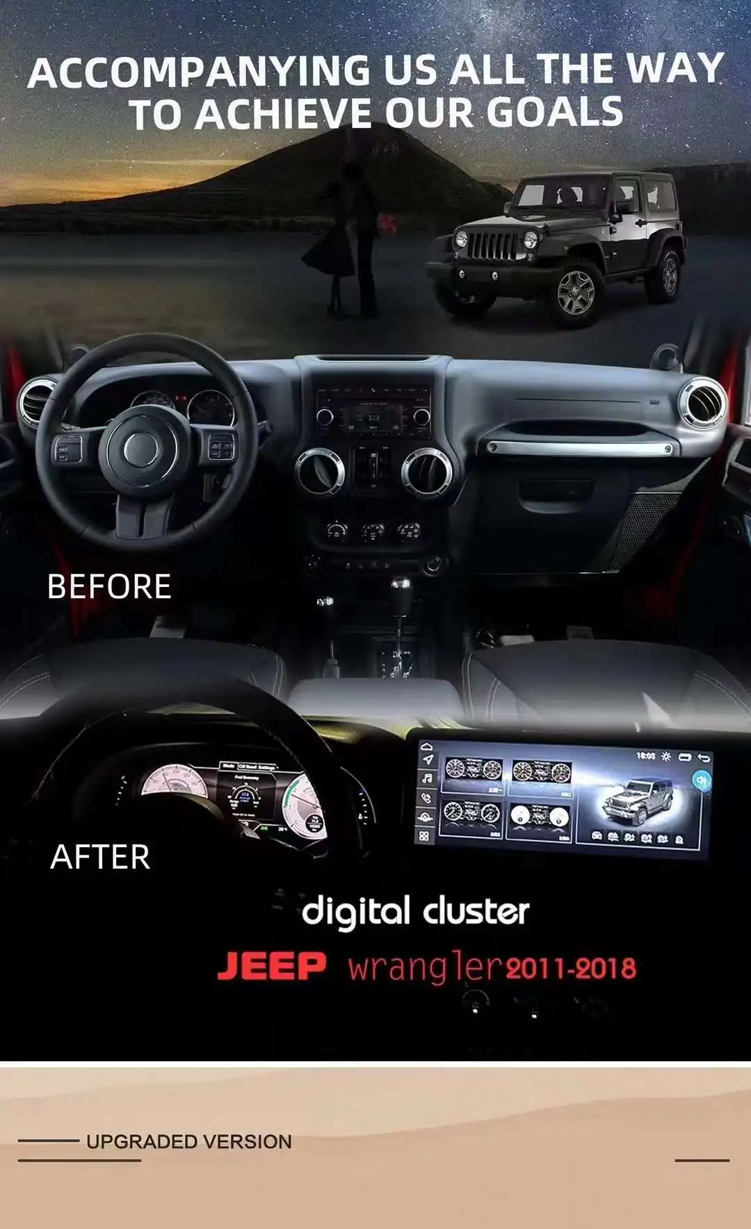 

Приборная панель Jeep Wrangler 2017 JK и экран 12,3 дюйма, plug and play, без программирования, не требует смены проводки, приборная панель также ha