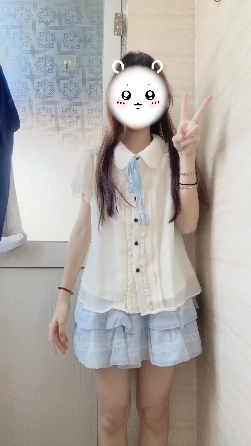 Retro Summer New Women Clothing Sweet Cardigan+straps+lace Skirt 3 Piece Sets for Short Girls Korean Version Chic Cute Clothes
