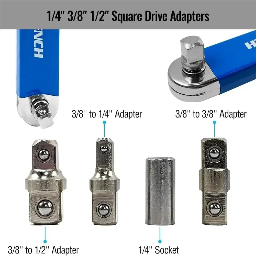 6Sets Professional Zero Offset Extension Wrenc Tight Spaces Extension Tool 1/2 in 1/4 in. 3/8 in Auto Repair Tool Home Tool Set