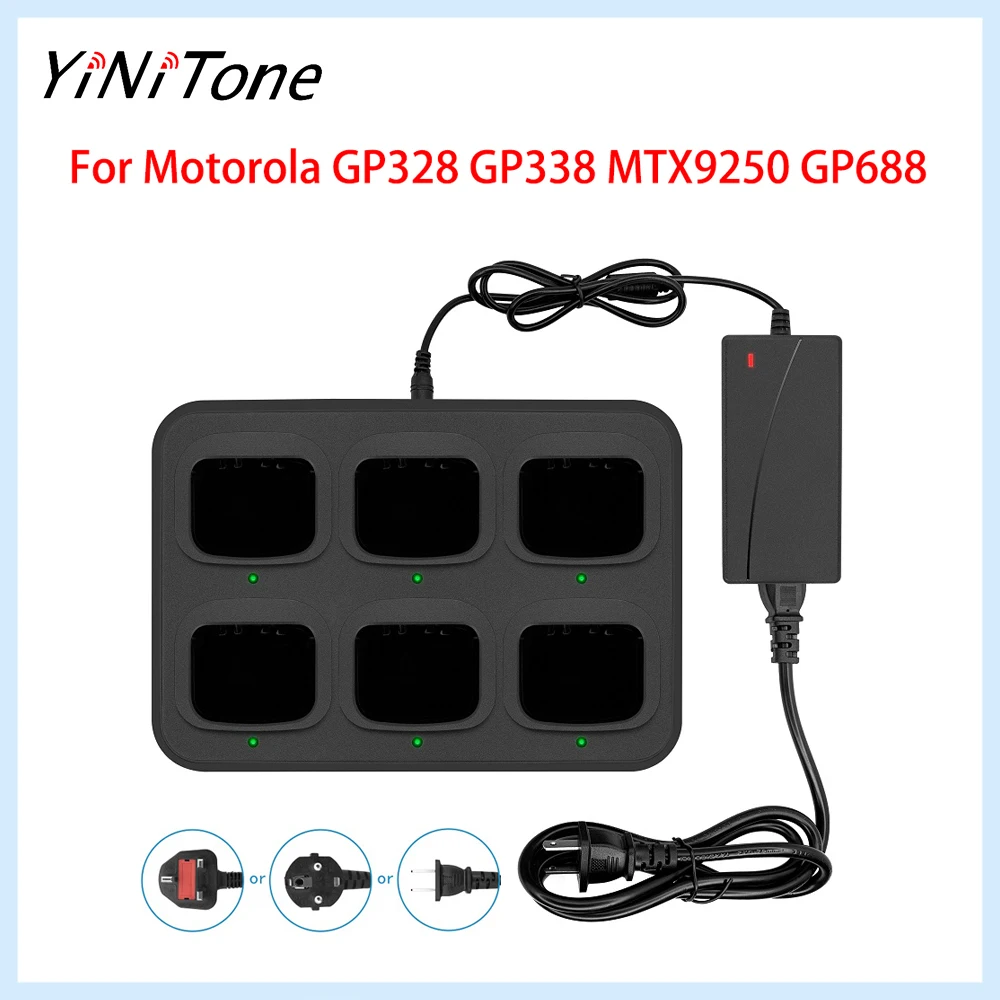 

Rapid 6-Way Charger Adapter for Motorola GP328 GP338 MTX9250, Smart Indicators, Safe Design, Ni-MH/Li-ion Support