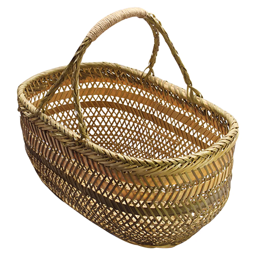 

Hand Shopping Basket Labor-saving Multi-function Vegetable Garden Bamboo Weaving Vegetables Fruit Storage Egg