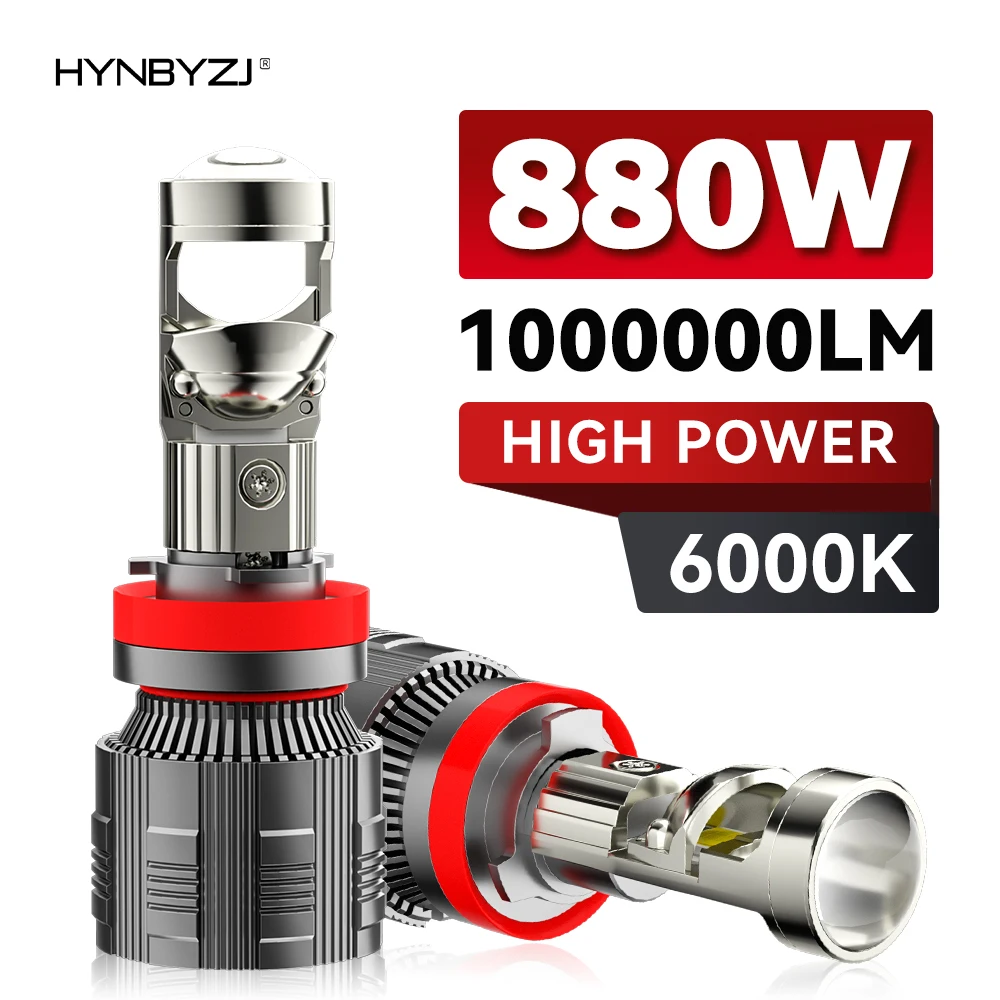 

HYNBYZJ H4 Mini LED Projector Lens Canbus H11 9005 H7 Auto Headlight Turbo Lamp Automotive Projector LED Lights for Car 6000K