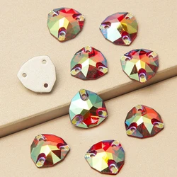 YANRUO 3272 Fat Triangle Boutique Plating Light Siam AB Glass Sew On Rhinestones Jewelry Craft Needlework Sewing Clothes