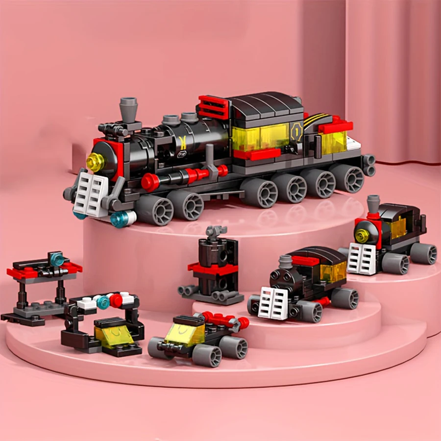 

Строительные блоки серии городских паровых поездов 6-в-1. Строительные блоки модели поезда — развивающие детские игрушки.