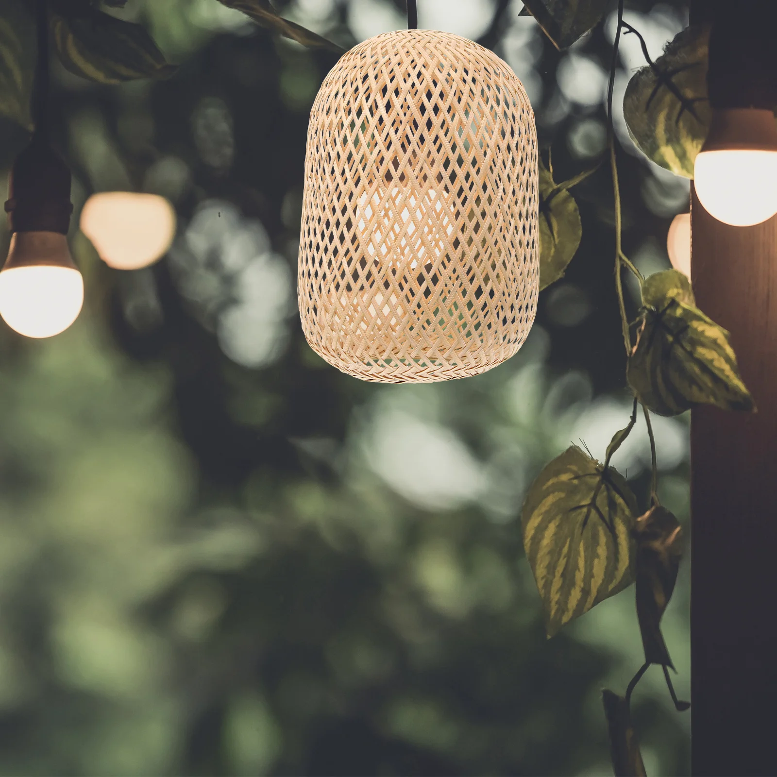 

Bamboo Woven Lampshade Pendant Hanging Lamp Cover Rustic Decorative Lamp Shade for Hotel Restaurant Bedroom Ceiling Light
