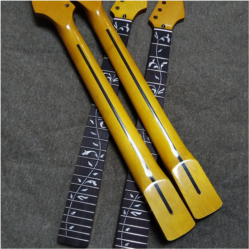22 Frets Yellow Color Tree of Life Maple Electric Guitar Neck Guitar Parts Wholesale Musical Instruments Accessories