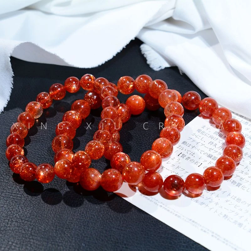 

UMQ Collection Grade Natural Gold Sunstone Bracelet Female Sunstone Gold Strawberry Crystal Bracelet Girlfriend's Accessories