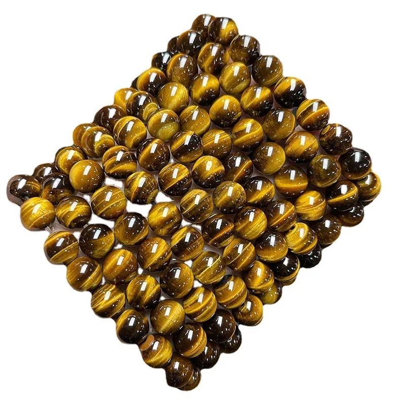 

Shinzue Jewelry Unisex Simple Single Circle Round Bead Bracelet Wholesale7AGrade Natural Yellow Tiger Eye Stone Brace