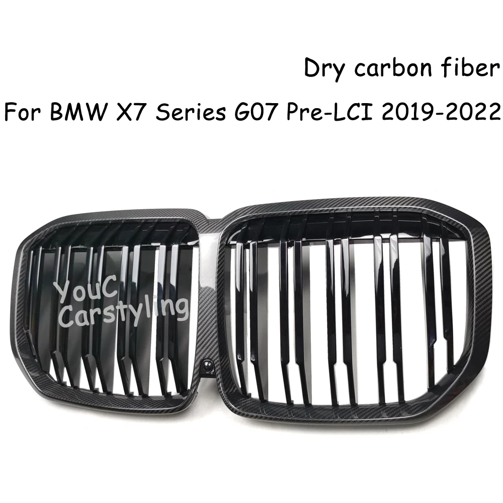 G07 Dry Carbon Fiber Front Bumper Replacement Kidney Grill Mesh Hood For BMW X7 Series G07 Pre-LCI 2019-2022