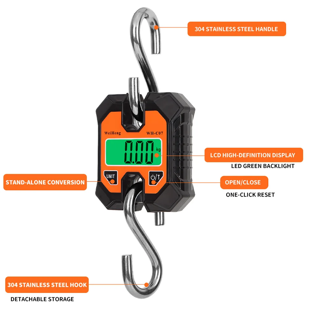 Przemysłowy odpinany przenośny mikro waga dźwigowa 100KG 250KG 50g wisząca walizka cyfrowy haczyk waga elektroniczna stalowe narzędzie