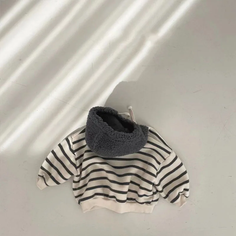 Autumn New Baby Long Sleeve Striped Hoodie Fashion Infant Toddler Hooded Sweatshirt For Boy Girl Casual Pullover Baby Clothes