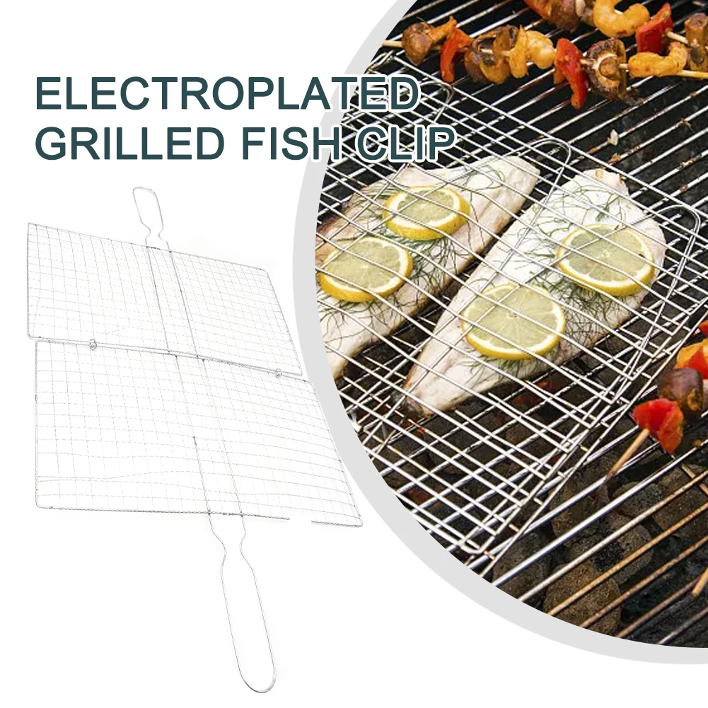 

Stainless Copper BBQ Fish Grilling Basket Grill BBQ Net Meat Vegetable Barbecue Grill Basket Tools Grill Mesh For Fish Hamburger