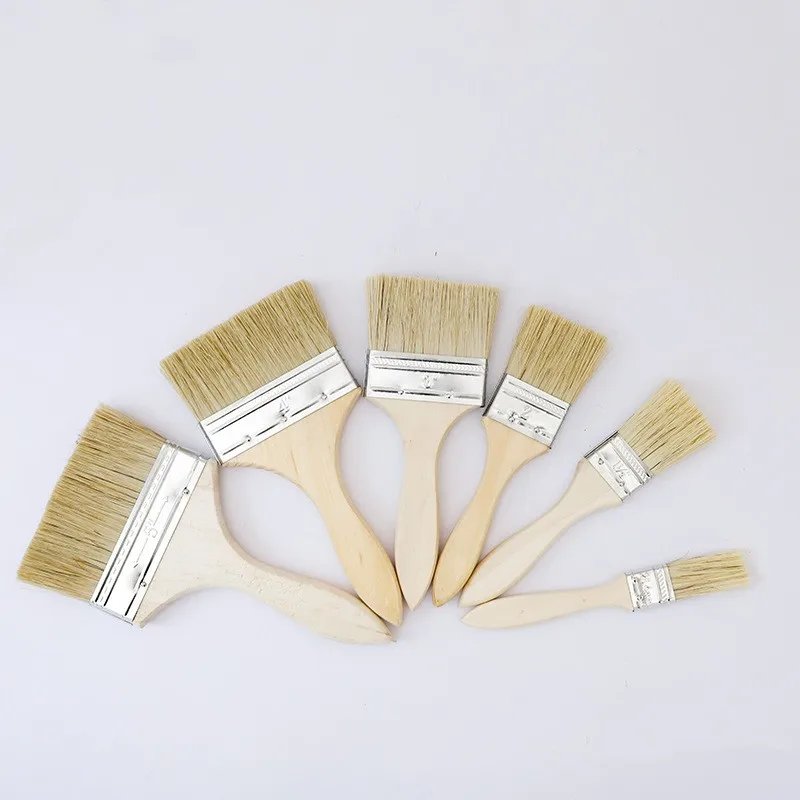 5pcs Paint Brush Wooden Handle BBQ Brush 1-6 Inch Soft Hair Brush Artist Painting Brushes for Wall and Furniture Paint Tool Set