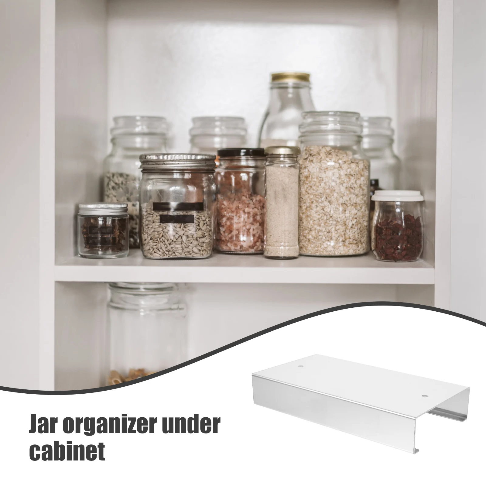 

2Pcs Mason Jar Hanging Rack Kitchen Storage Holder 3.25in Narrow Mouth Jar Organizer for Cabinet Shelf Food Container Rack