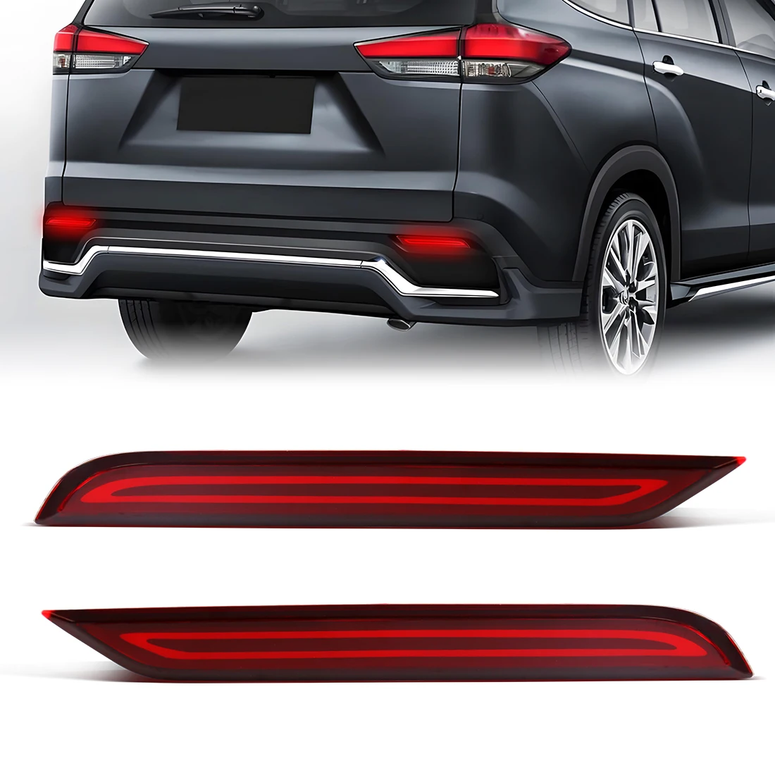 For Toyota Innova 2023 2024 2025 LED Rear Bumper Reflector Light Running Brake Warning Dynamic Turn Signal Lamps Car Accessories