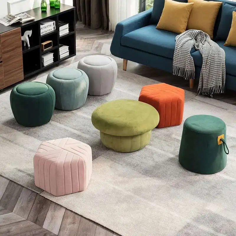 Nordic Minimalism Low Round Macaron Stool Home Shoes Creative Color Children's Stool Geometric Shape Mushroom Stool view 3