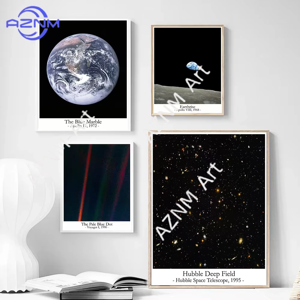Leinwandgemälde Galaxie Sterne Planeten Himmel Weltraum Poster Prins Erdobergang Hubble Teleskop Wandkunst Bilder Wohnzimmer Heimdekoration