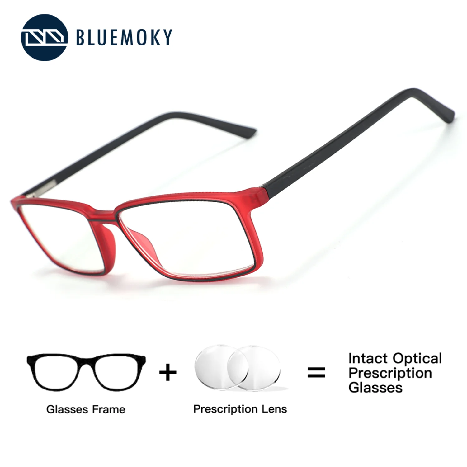 

BLUEMOKY Rectangular Prescription Glasses,Men's Optical Custom Progressive Multifocal Myopia Square Lenses,Anti Blue Light