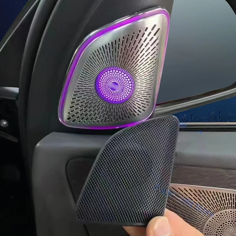 64 Colors LED 3D Tweeter Cover Speaker Ambient Light Metal Interior Decoration For Mercedes-Benz GLE W167 GLS GLE53 AMG64 Colors