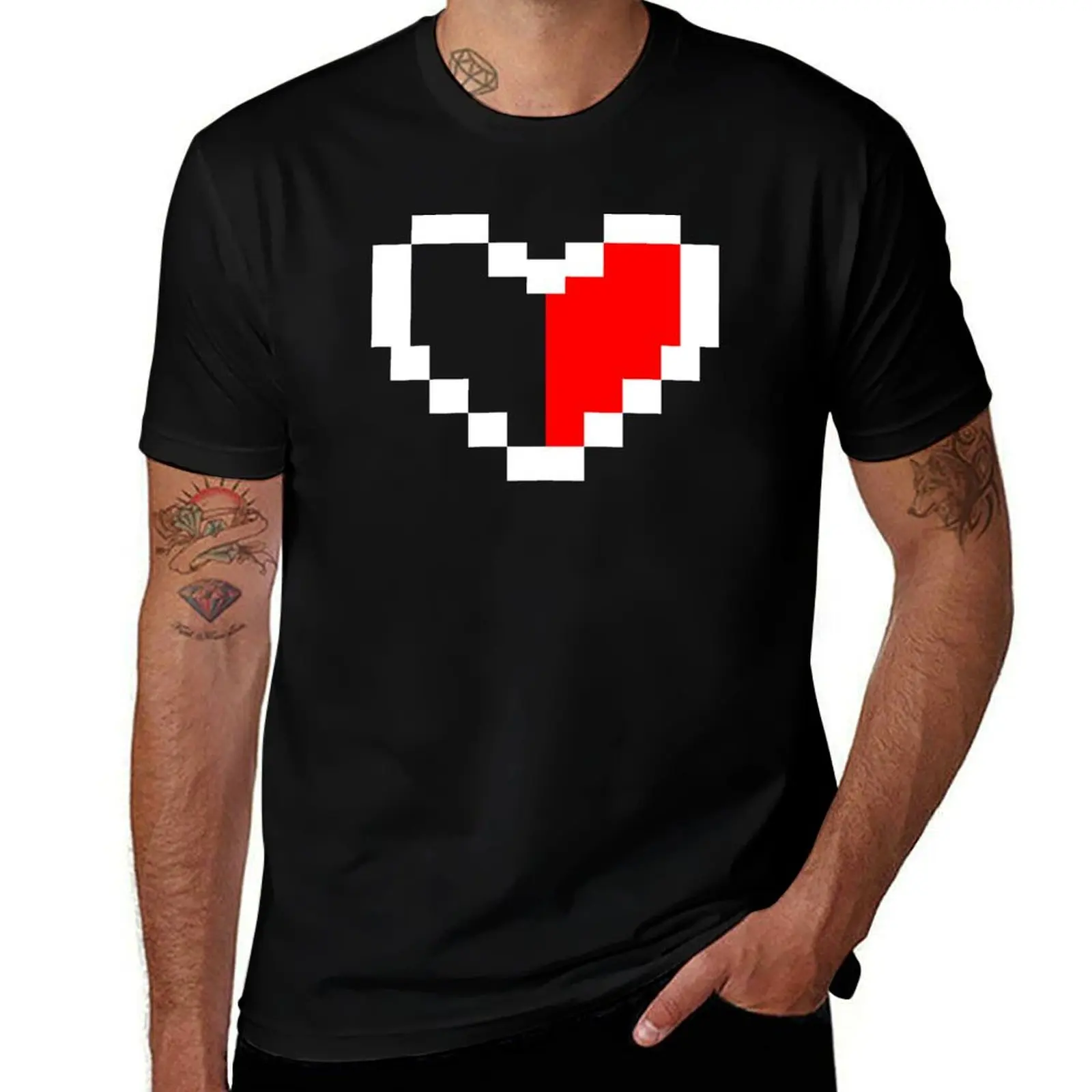 

A Big Half Full Gamer Heart T-Shirt vintage anime shirt fashion shirts tops mens big and tall t shirts