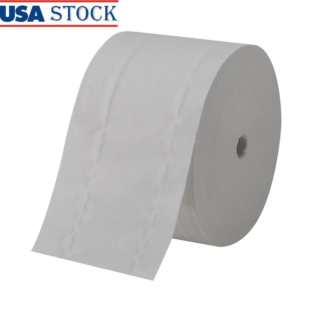 Papel higiénico compacto sin núcleo, 2 capas, fibra reciclada, 1500 hojas, 18 rollos, dispensador ecológico perforado de alta capacidad