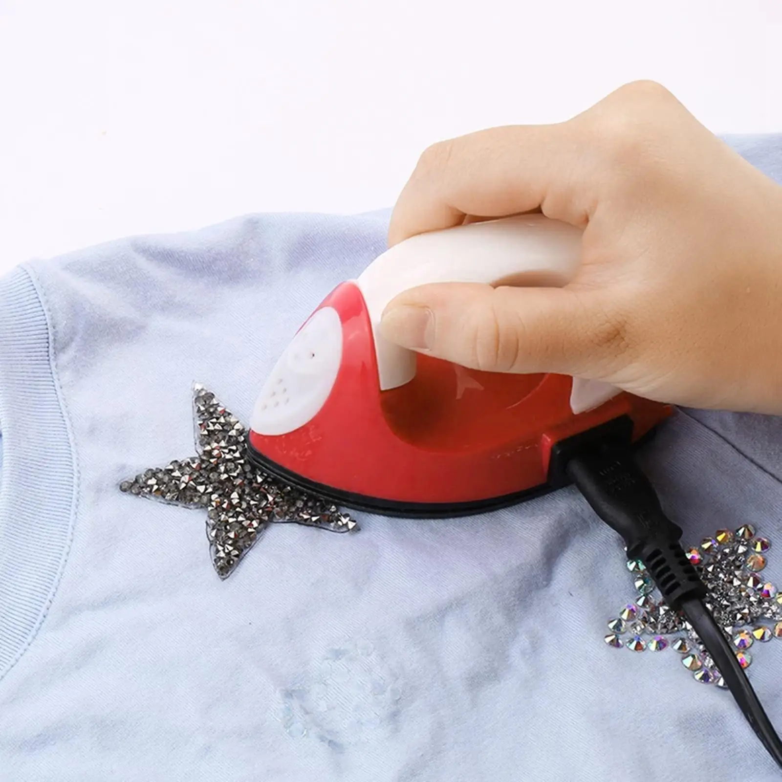 6 Pieces 4cm Bling Star Patches Iron on Sew on Patches Rhinestone Badge Applique Sticker Patch for Clothing Jeans Dress T-shirt