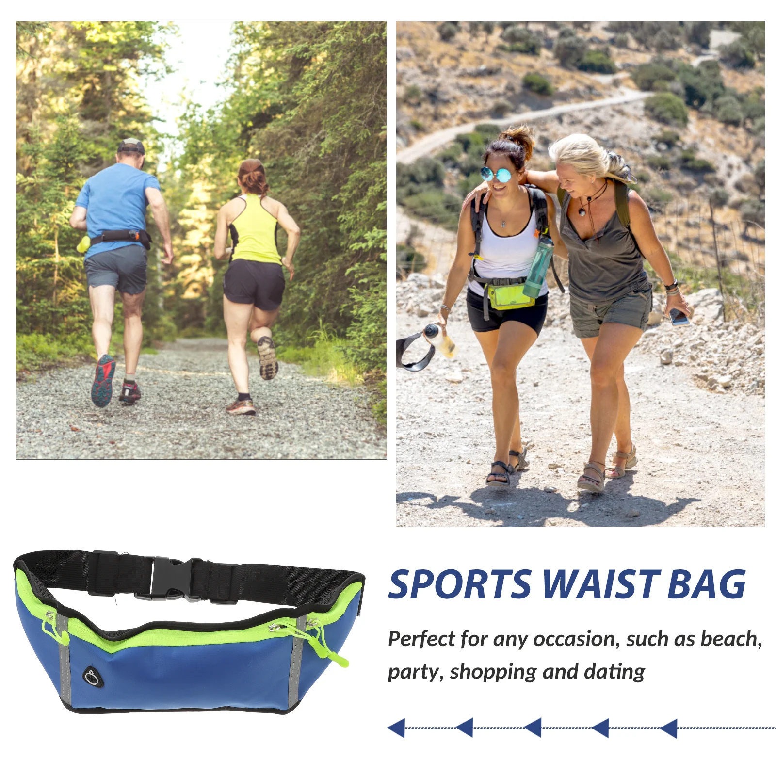 حقيبة خصر رياضية رفيعة، شرائط عاكسة قابلة للتعديل وقابلة للتنفس ومقاومة للماء من النايلون للرجال والنساء وبطاقات مفاتيح الهاتف #1